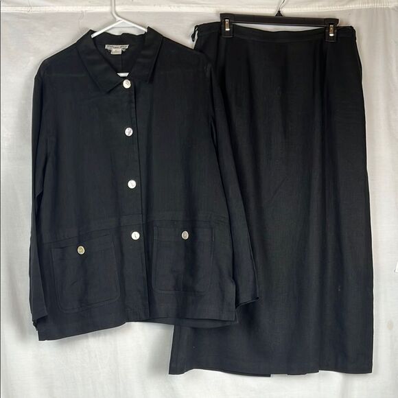 Vintage Black Linen Katheryne Wang Women's Suit - Picture 1 of 9